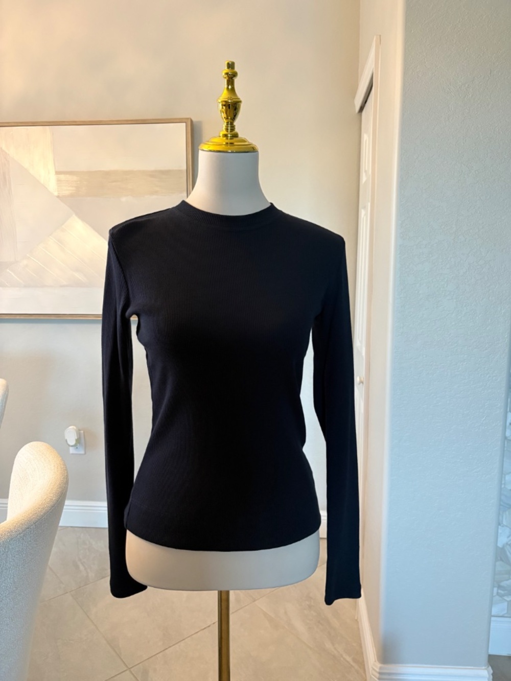 NWT Theory Deep Navy Compact Rib Long Sleeve Top